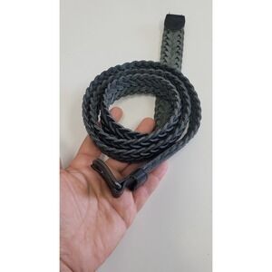 Genuine‎ Braided Black Leather Belt men's Length 45 Inches